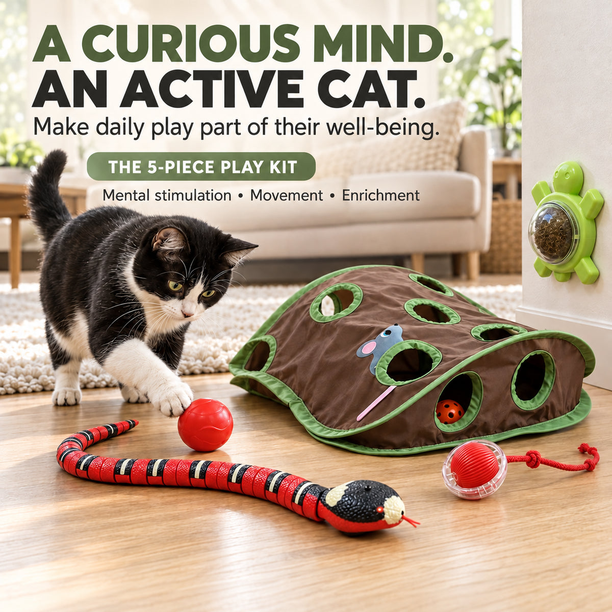 Night Shift Cat Toy Kit — 5 Self-Play Toys