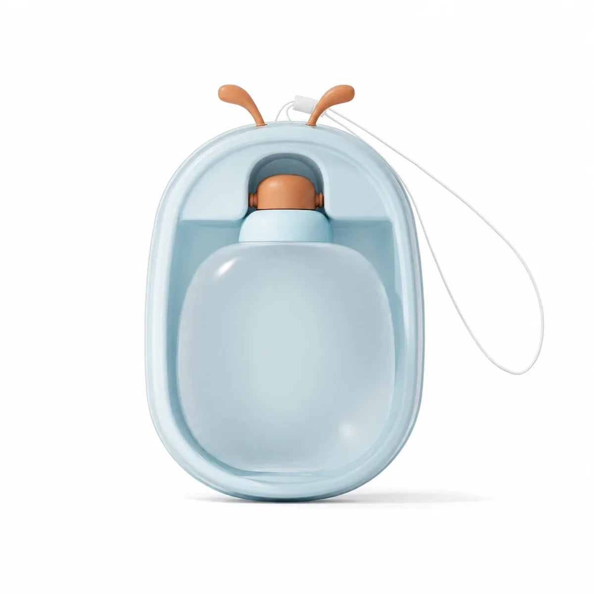 Antler portable cat water bottle in blue, isolated