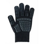 Cat grooming massage glove in black, isolated