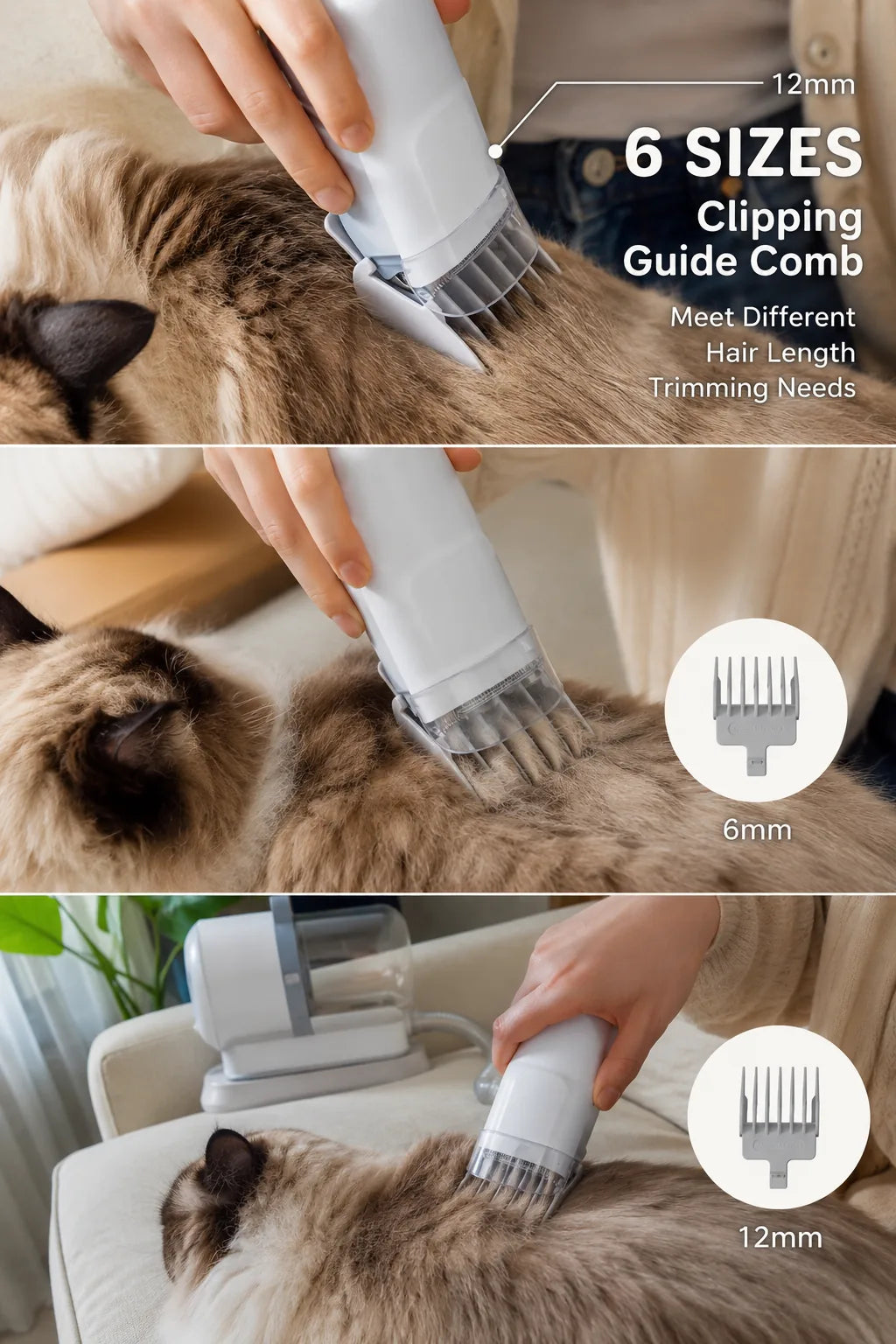Cat Grooming Vacuum Kit — Clipper, De-Shedding Brush & 5 Tools