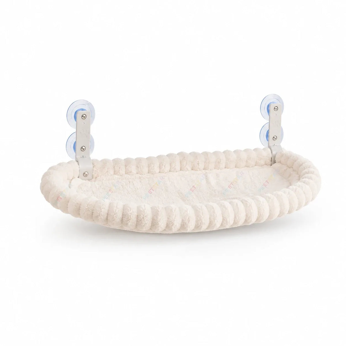 Side profile of the cat window hammock showing its suction-cup mounting arms