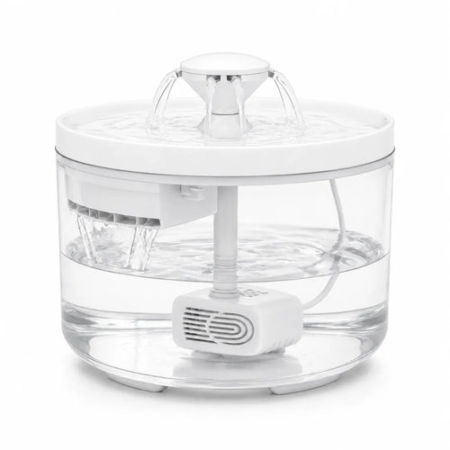 Catwell flowing cat water fountain in white, isolated