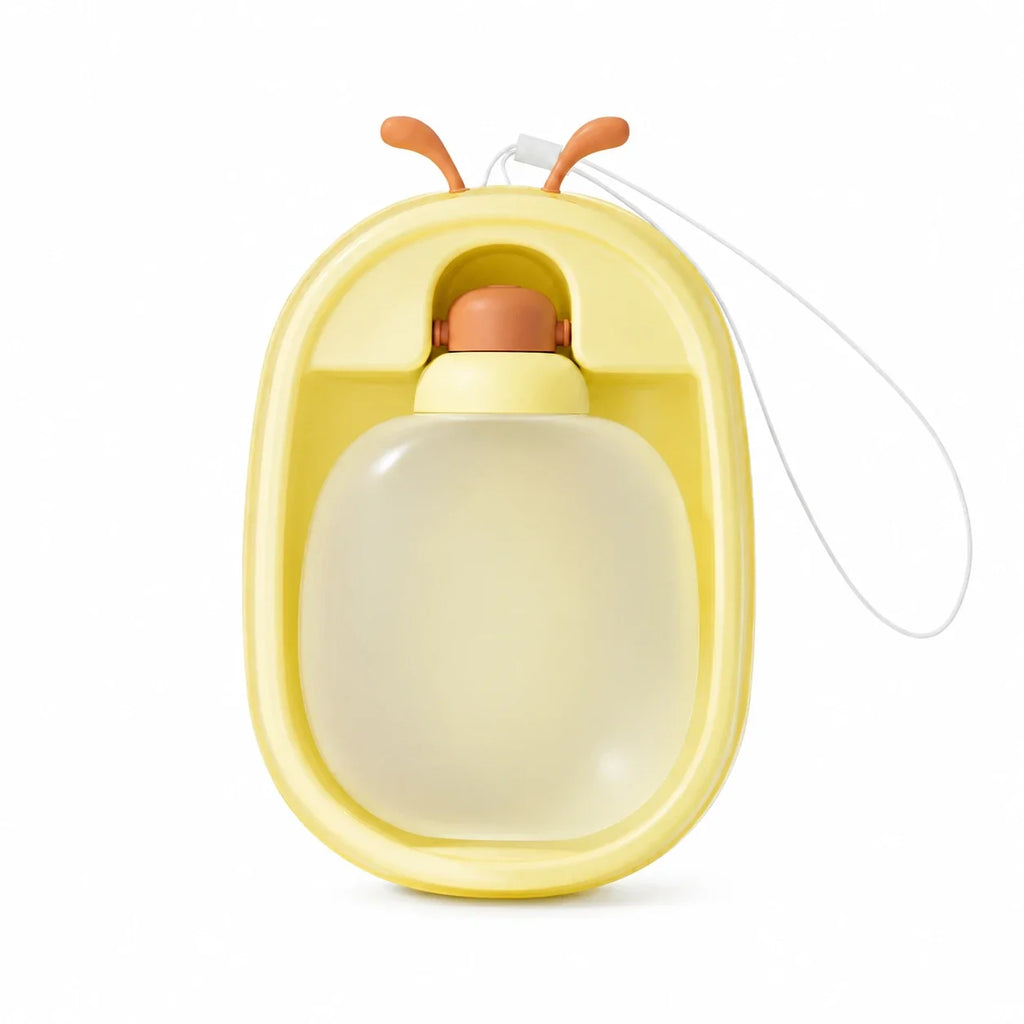 Antler portable cat water bottle in yellow, isolated