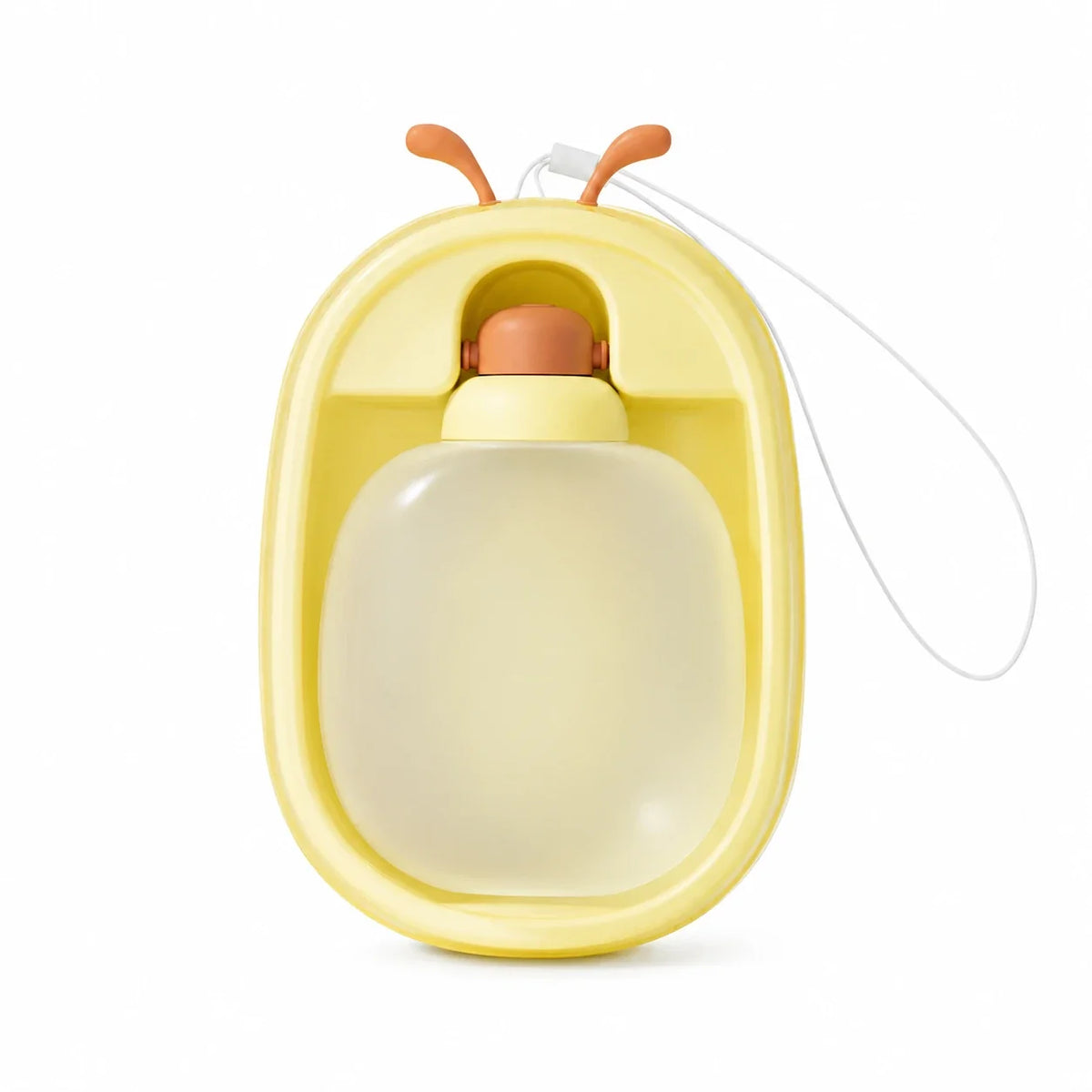 Antler portable cat water bottle in yellow, isolated