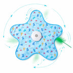 Hide-and-seek feather cat toy mat, star shape with fish print, isolated