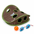 Hide and seek 9-hole mouse hunt board for cats with plush mice and jingle ball