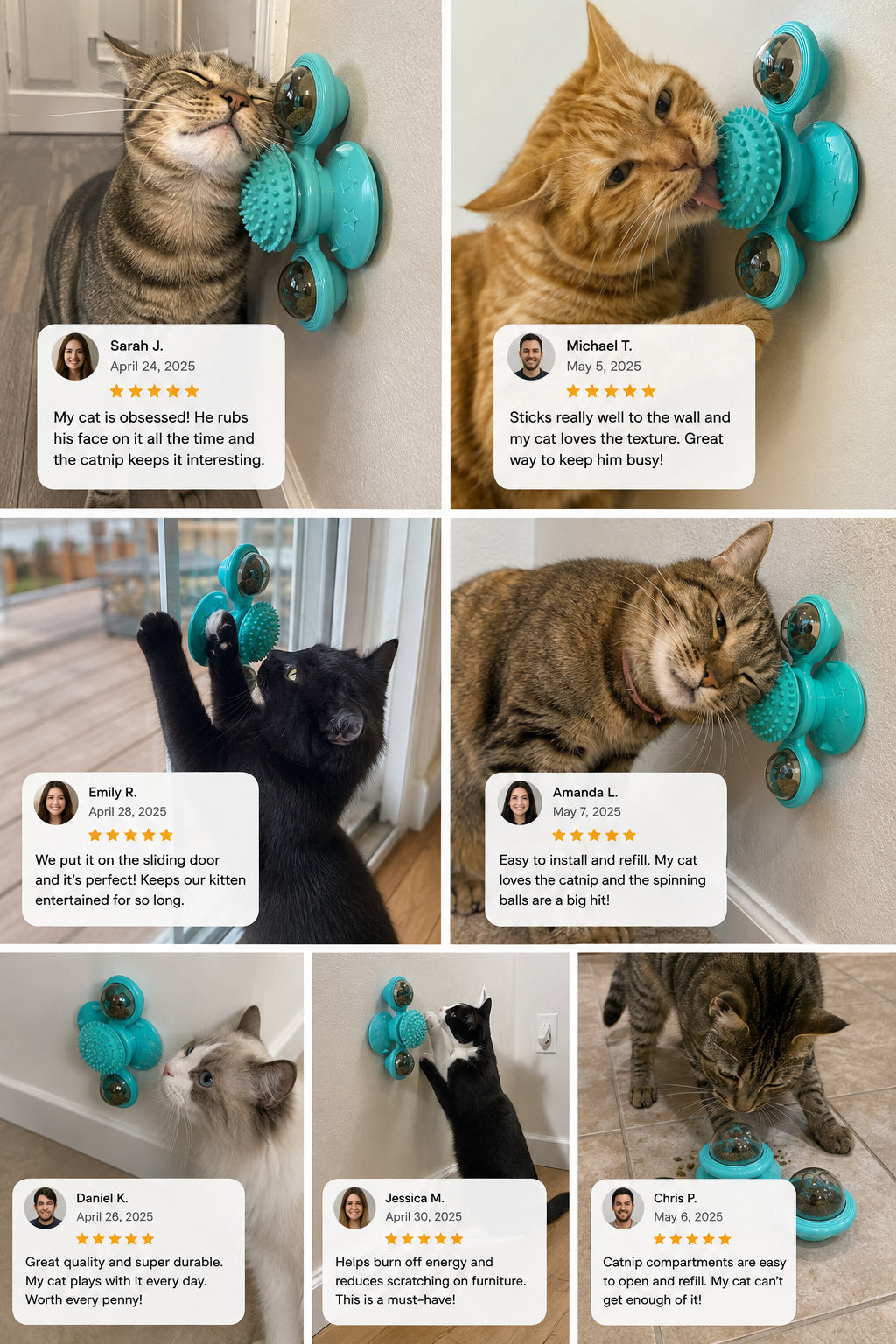 Windmill Cat Toy with Suction Cup — Spinning Teeth-Brush Toy