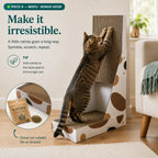 Cat scratching the vertical board sprinkled with catnip