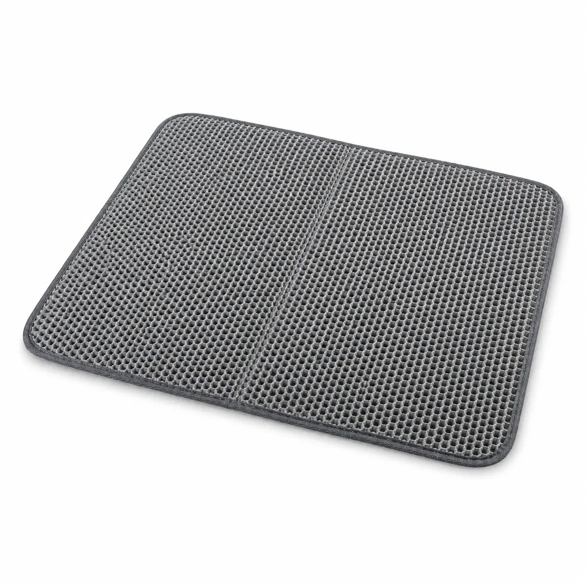 Double-layer honeycomb cat litter mat in grey, isolated