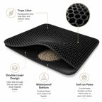 Honeycomb double-layer design: traps litter, waterproof bottom, soft on paws