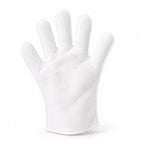 Close-up of the no-rinse grooming glove showing its full five-finger mitt shape
