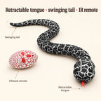 Close-up callouts: retractable forked tongue, swinging tail and infrared egg remote