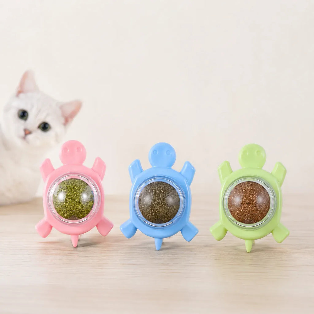 Silvervine catnip turtle balls in three colors