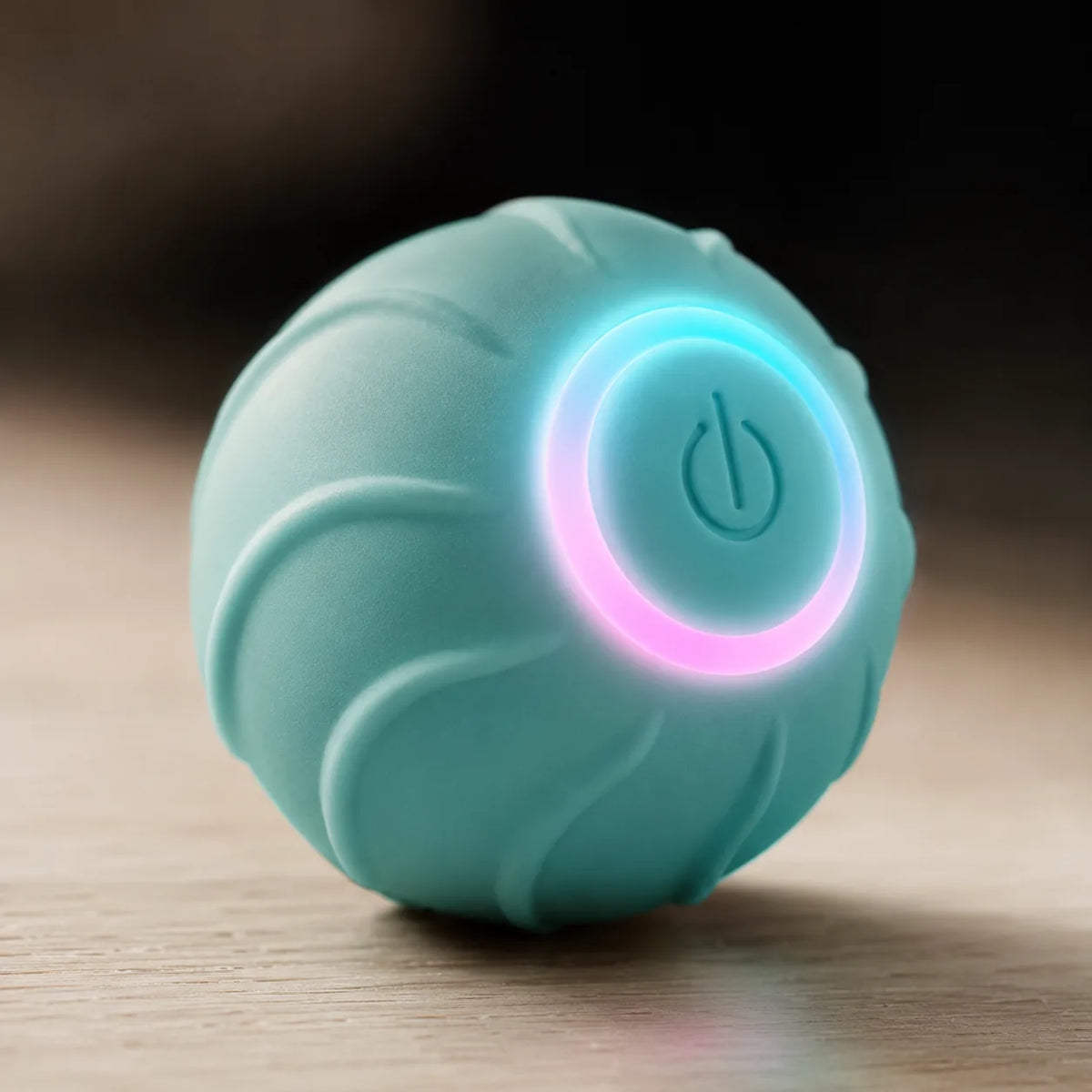 Blue smart rolling cat ball with glowing LED ring