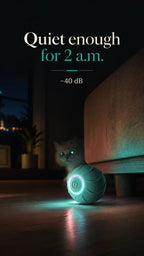 Quiet enough for 2 a.m. — the smart cat ball runs at about 40 dB
