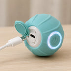 USB-C charging port of the smart rolling cat ball under its silicone flap
