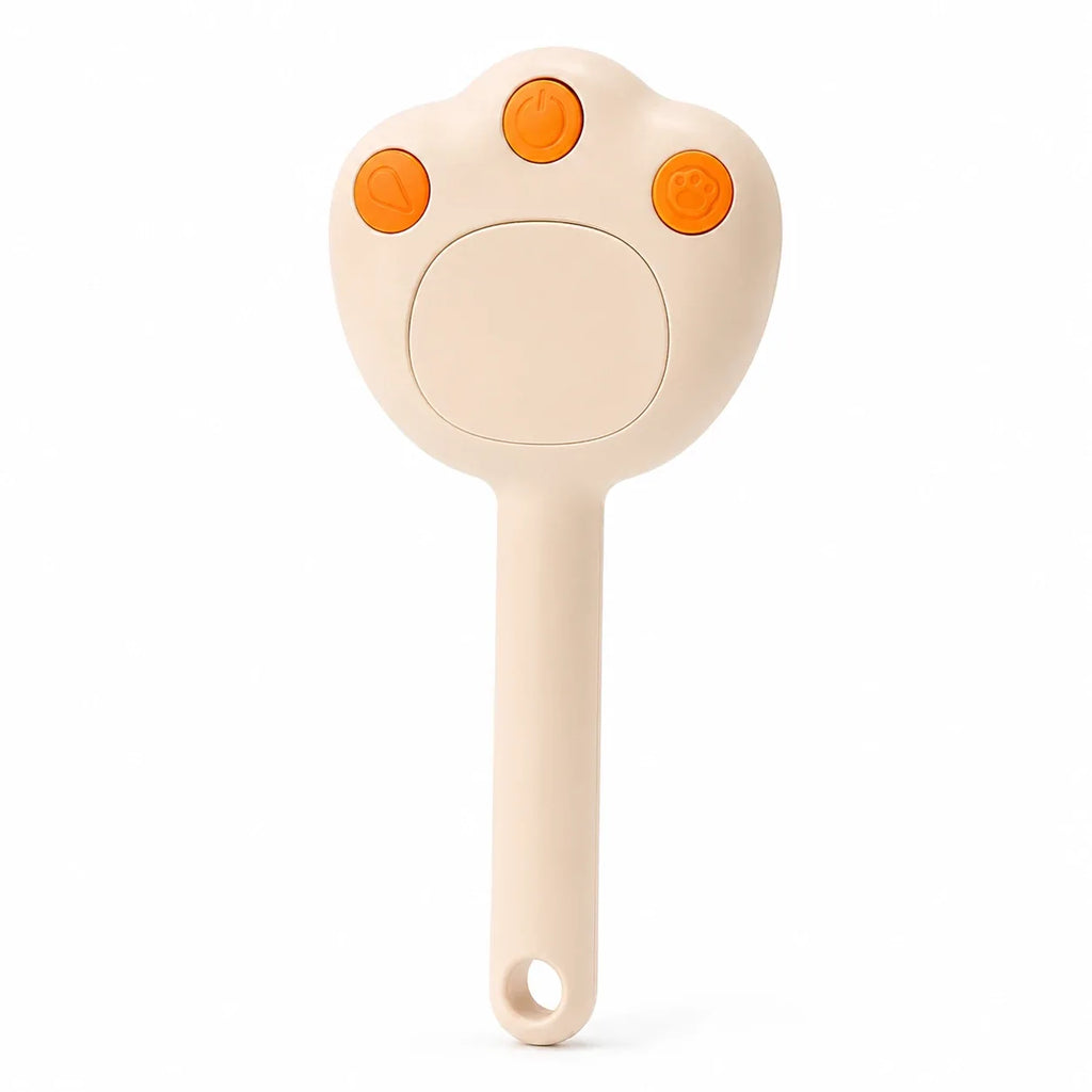 Steam grooming brush for cats in beige, isolated