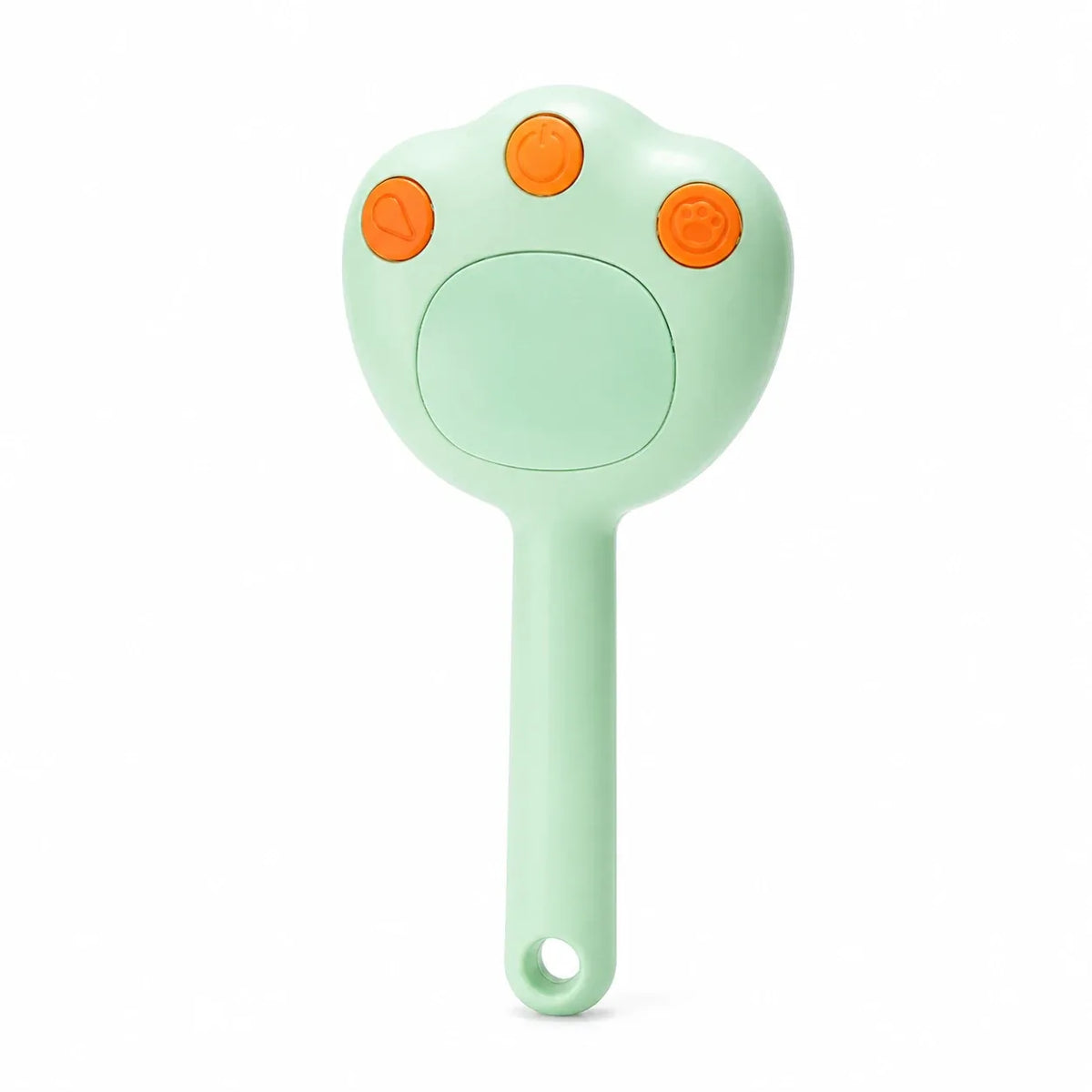 Steam grooming brush for cats in green, isolated