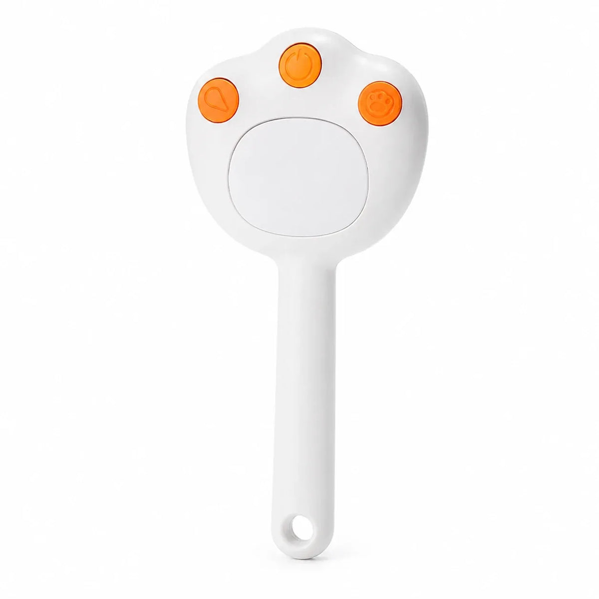 Steam grooming brush for cats in white, paw-shaped with silicone bristles, isolated